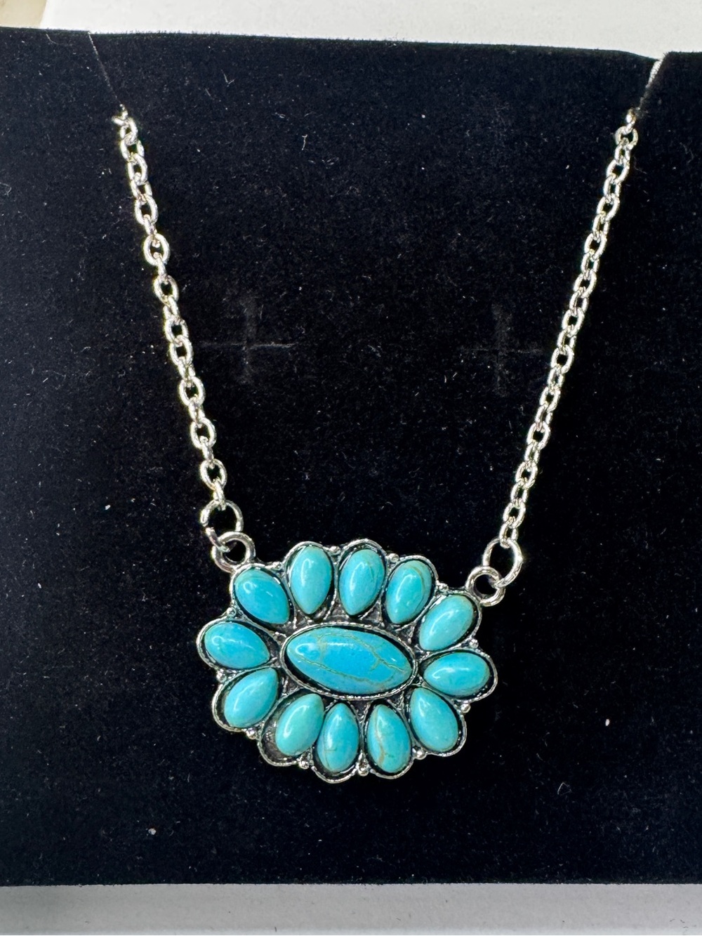 Turquoise Floral Cluster Necklace - Women Jewelry